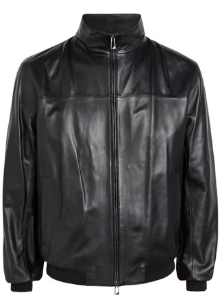 EMPORIO ARMANI High-neck leather jacket | Harvey Nichols