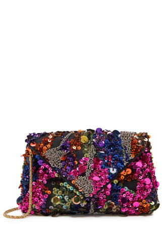 DRIES VAN NOTEN Embellished satin clutch | Harvey Nichols