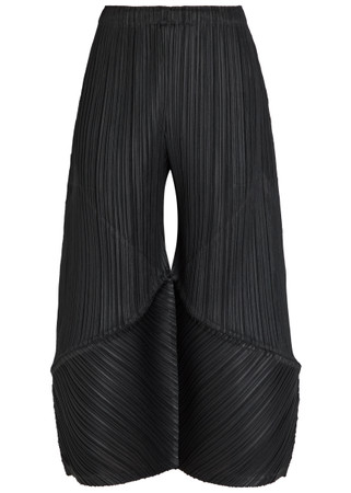 PLEATS PLEASE ISSEY MIYAKE Pleated wide-leg cropped woven trousers