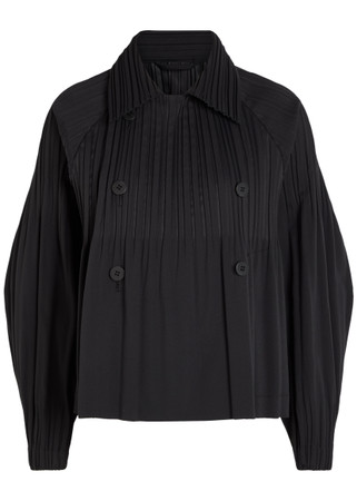 PLEATS PLEASE ISSEY MIYAKE Double-breasted pleated woven coat