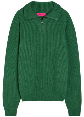 THE ELDER STATESMAN Clemente half-zip ribbed cashmere jumper