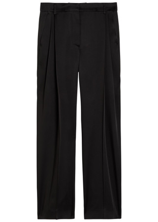 STELLA MCCARTNEY Pleated straight-leg satin trousers | Harvey Nichols