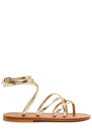 KJacques Zenobie cross-over metallic leather sandals | Harvey Nichols