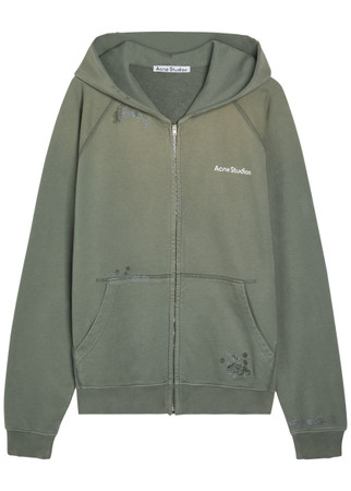 ACNE STUDIOS Logo hooded zip-through cotton sweatshirt | Harvey