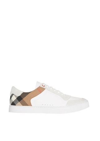 BURBERRY Leather and house check sneakers | Harvey Nichols