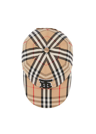 Vintage Check Cotton Blend Baseball Cap ロゴパッチ付 Vintage Check Cotton Blend Baseball Cap ロゴパッチ付