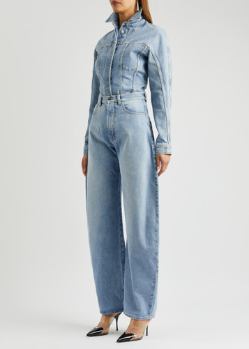 High-rise barrel-leg jeans in blue - Alaia