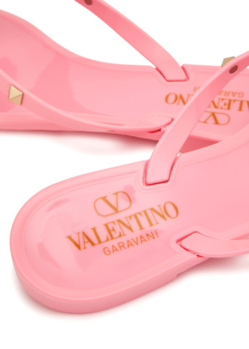 スリッポン VALENTINO ANTIQUED PINK LEATHER ROCKSTUD SLIPPERS Valentino Garavani Antiqued Pink Leather Rockstud Slippers