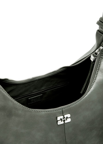 ショルダーバッグ・ポシェット Ganni Bou Medium Shoulder Bag - Ganni - Leather - Grey GANNI Bou medium leather hobo bag | Harvey Nichols