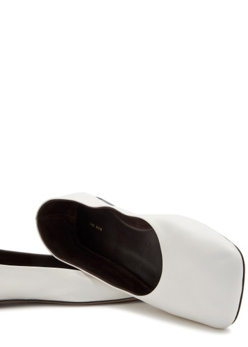 THE ROW Square grained-leather ballet flats | Harvey Nichols