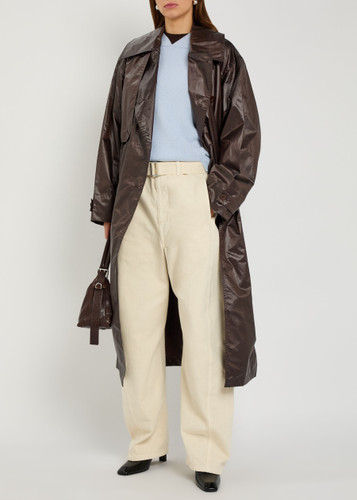 LEMAIRE Belted coated cotton-blend trench coat | Harvey Nichols