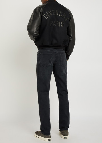 GIVENCHY Logo-appliquéd leather and wool bomber jacket | Harvey