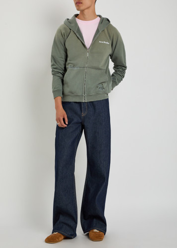 ACNE STUDIOS Logo hooded zip-through cotton sweatshirt | Harvey