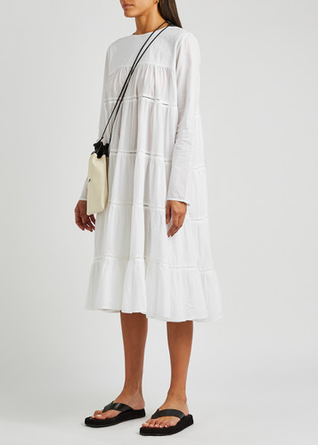 MERLETTE Essaouira white tiered cotton midi dress | Harvey MERLETTE Essaouira white tiered cotton midi dress | Harvey