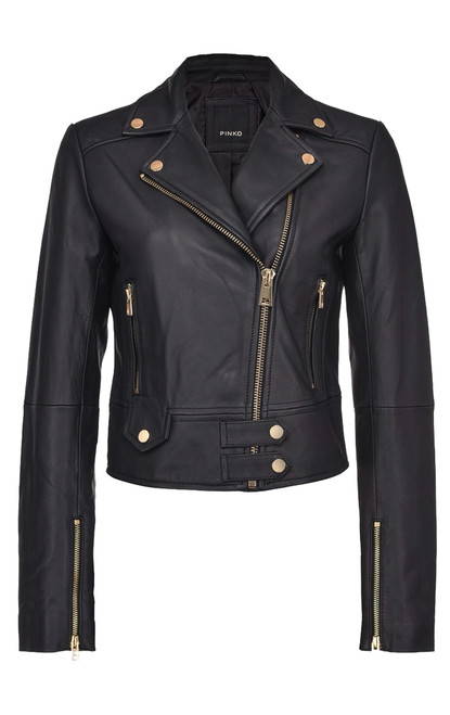 PINKO-Nappa leather biker jackets