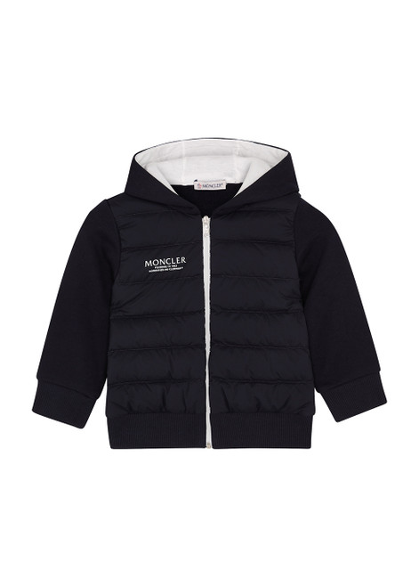 MONCLER-KIDS Navy quilted shell and cotton jacket