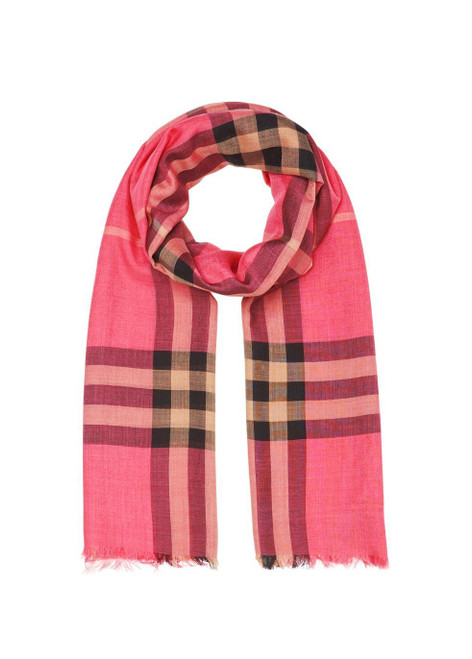 BURBERRY-Lightweight check wool silk scarf