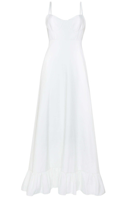 TRUE DECADENCE-White frill bottom maxi dress