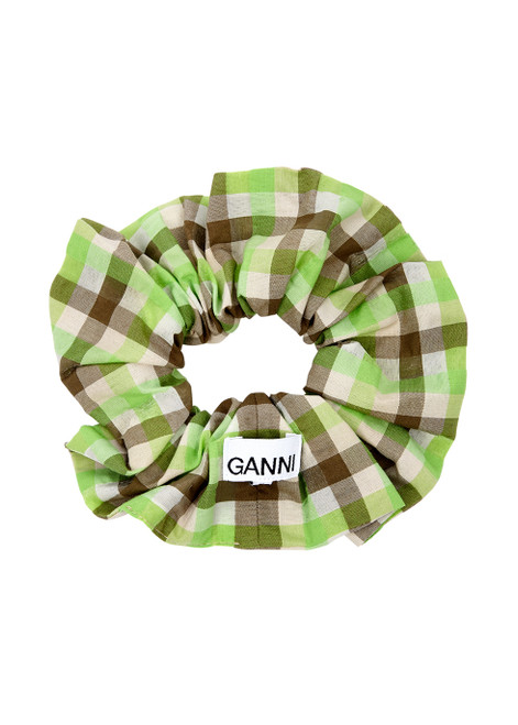 GANNI-Checked seersucker scrunchie	