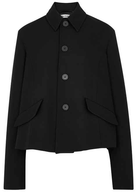 BALENCIAGA-Deconstructed black wool jacket