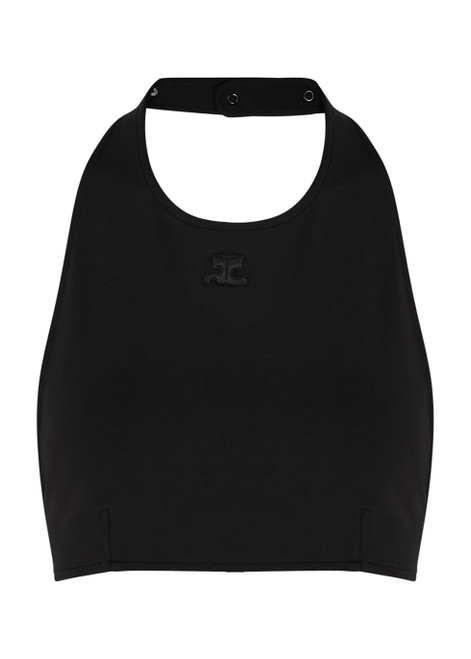 COURRÈGES-Black halterneck twill top 