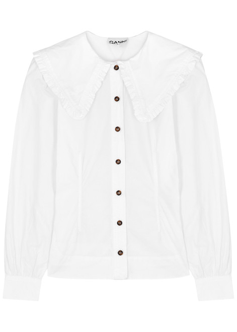 GANNI-White cotton-poplin shirt