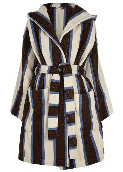 TEKLA-Unisex striped hooded terry cotton robe
