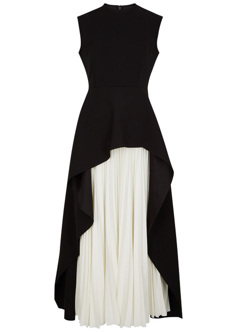 SOLACE LONDON-Severny black peplum midi dress