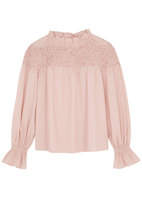 MERLETTE-Majorelle pink smocked cotton blouse