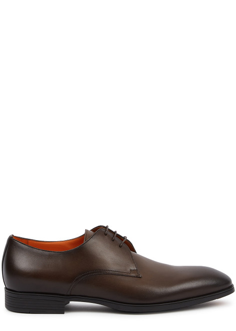 SANTONI-Blackout leather Oxford shoes