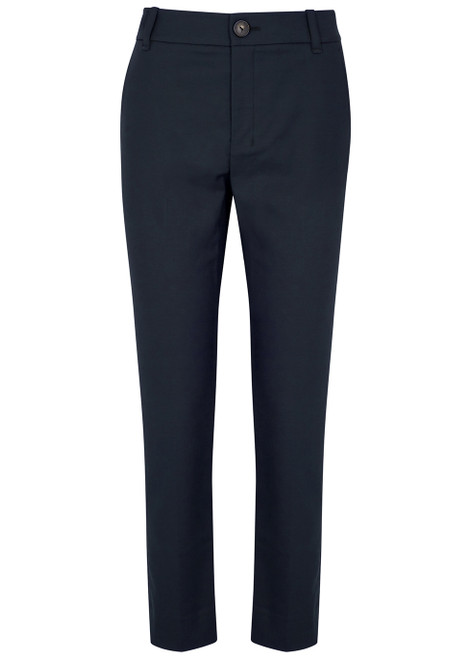 VINCE-Tapered cotton-blend trousers