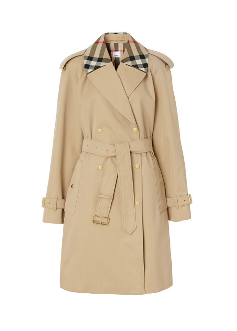 BURBERRY-Check trim cotton gabardine waterloo trench coat