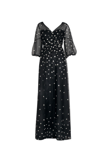 ADRIANNA PAPELL-Glitter tulle long dress
