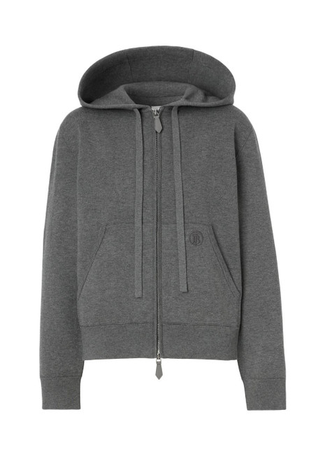 BURBERRY-Monogram motif cashmere cotton blend zip hoodie