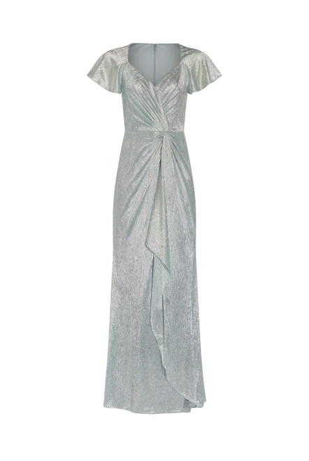 ADRIANNA PAPELL-Metallic mesh twist gown