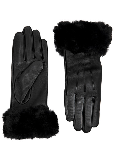 DENTS-Sarah faux fur-trimmed leather gloves