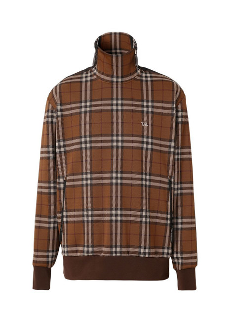 BURBERRY-Check funnel neck sweater