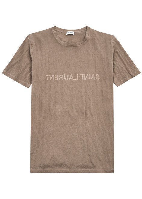 SAINT LAURENT-Logo-print cotton-blend T-shirt