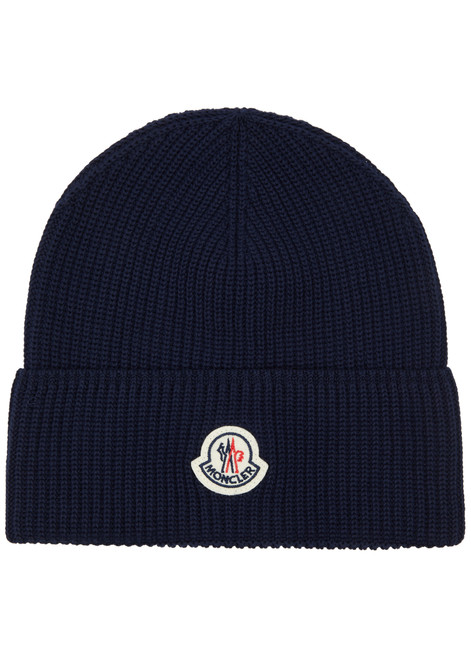 MONCLER-Logo ribbed cotton beanie 