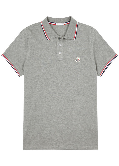 MONCLER-Logo piqué cotton polo shirt