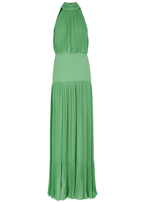 VERONICA BEARD-Lilliana green plissé maxi dress