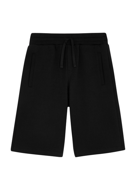 DOLCE & GABBANA-KIDS Black cotton shorts (8-12 years)