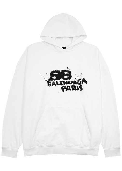 BALENCIAGA-Dirty Paris hooded cotton sweatshirt