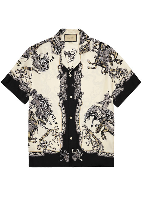 GUCCI-Printed silk-satin shirt 