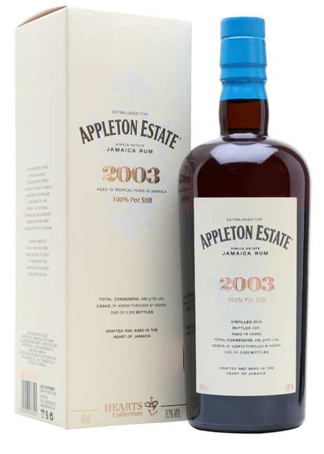 APPLETON ESTATE JAMAICA RUM-2003 Appleton Hearts Collection 18 Year Old Pot Still Rum