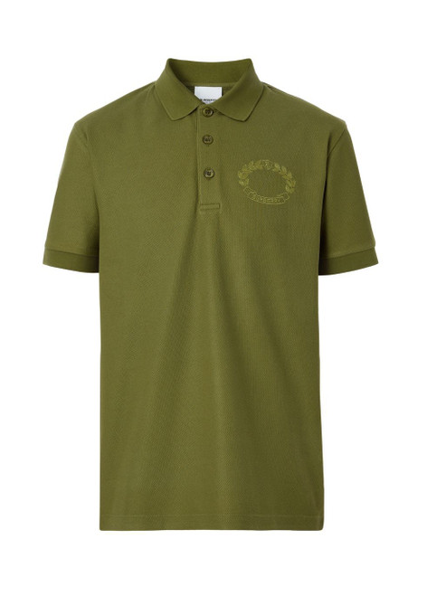 BURBERRY-Embroidered oak leaf crest cotton pique polo shirt