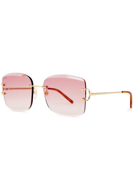 CARTIER-Signature rectangle-frame sunglasses