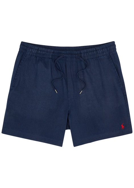 POLO RALPH LAUREN-Logo-embroidered linen shorts