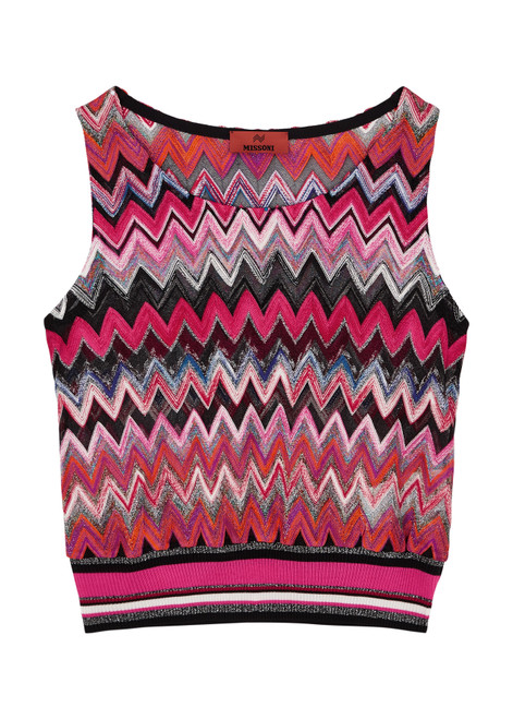 MISSONI-Zigzag metallic fine-knit tank 