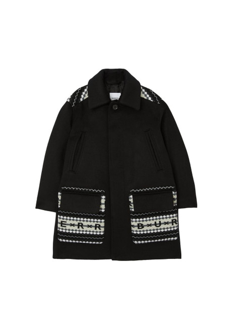 BURBERRY-Fair isle logo panel cashmere car coat